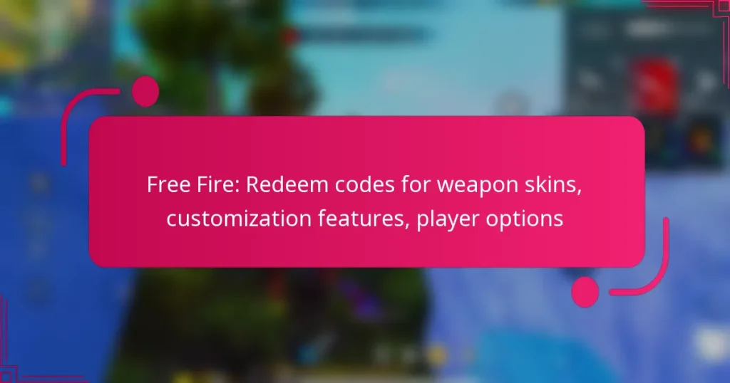 Free Fire: Redeem codes for weapon skins, customization features, player options