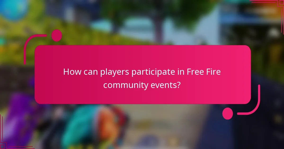 How can players participate in Free Fire community events?