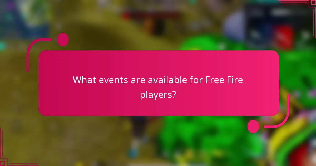 What events are available for Free Fire players?